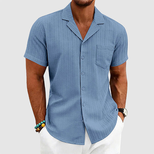 Greyson - Men's Ribbed Camp Collar Button-Up Shirt