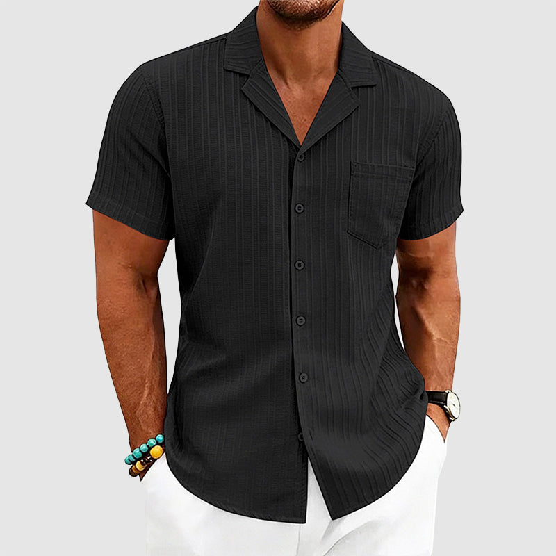 Greyson - Men's Ribbed Camp Collar Button-Up Shirt
