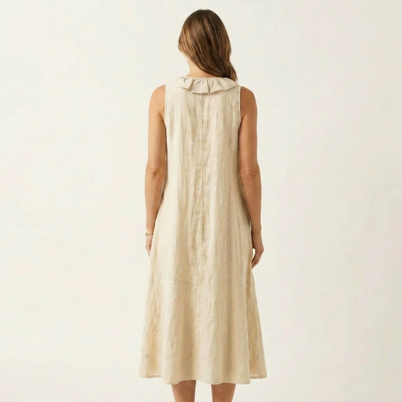 Hazel - Women's Bohemian Linen Midi Dress