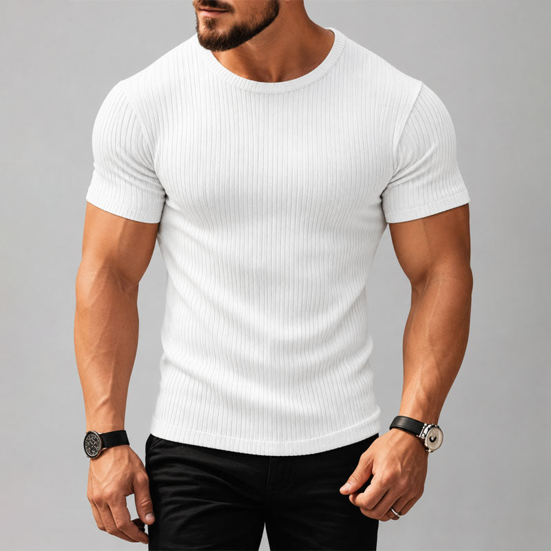 Hendrix - Men's Ribbed Crew Neck Fitted T-Shirt