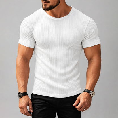 Hendrix - Men's Ribbed Crew Neck Fitted T-Shirt