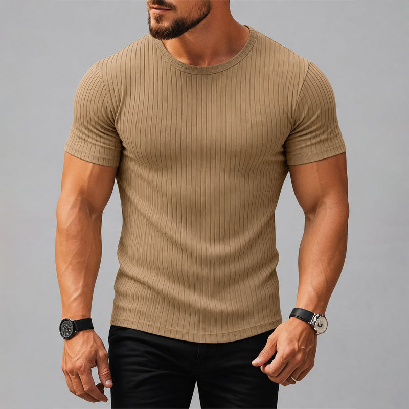 Hendrix - Men's Ribbed Crew Neck Fitted T-Shirt