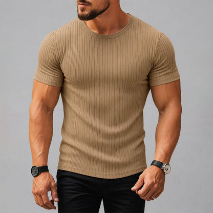 Hendrix - Men's Ribbed Crew Neck Fitted T-Shirt