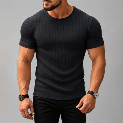 Hendrix - Men's Ribbed Crew Neck Fitted T-Shirt