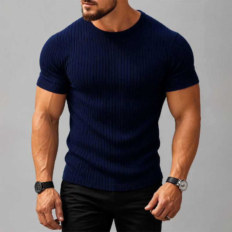 Hendrix - Men's Ribbed Crew Neck Fitted T-Shirt