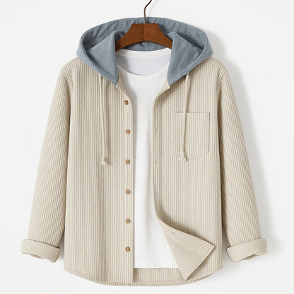 Hooded Corduroy ButtonUp Overshirt