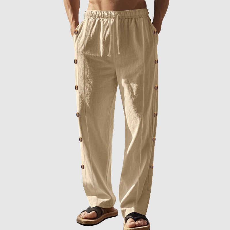 Jason - Men's Linen Button Detail Lounge Pants