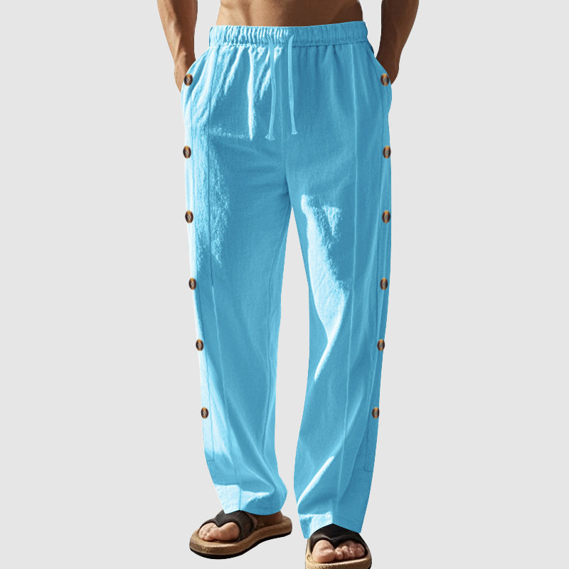 Jason - Men's Linen Button Detail Lounge Pants
