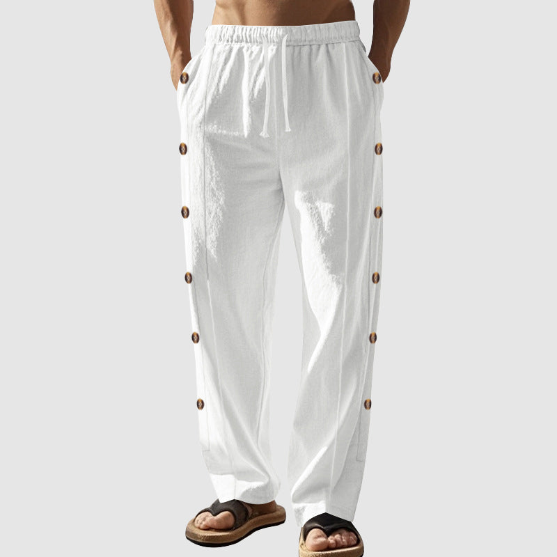 Jason - Men's Linen Button Detail Lounge Pants