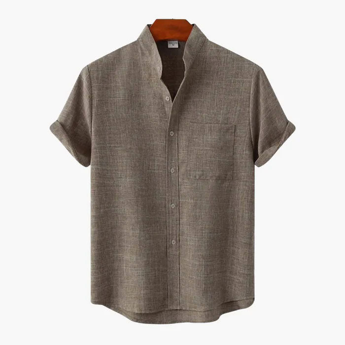 Leroy - Men's Short Sleeve Mandarin Collar Shirt