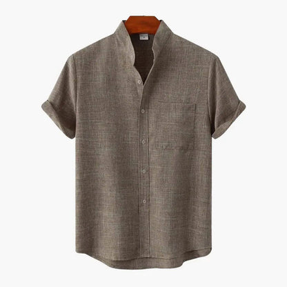 Leroy - Men's Short Sleeve Mandarin Collar Shirt
