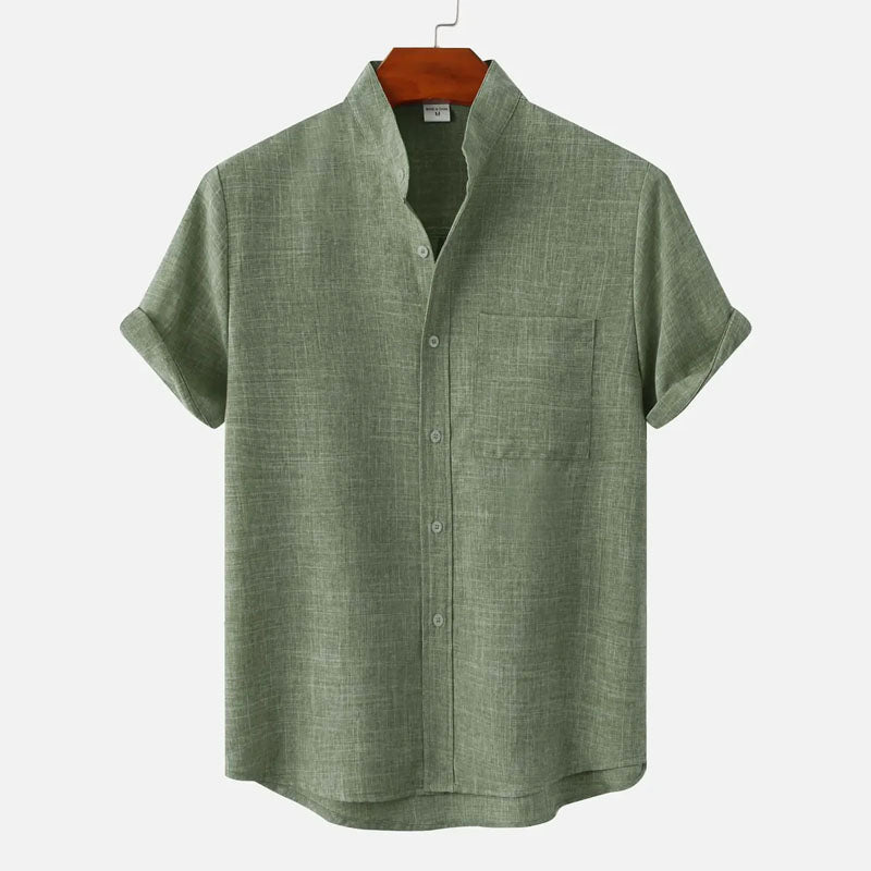 Leroy - Men's Short Sleeve Mandarin Collar Shirt