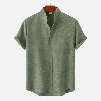 Leroy - Men's Short Sleeve Mandarin Collar Shirt