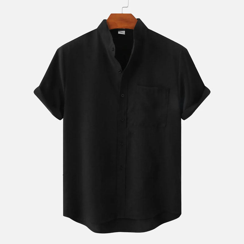 Leroy - Men's Short Sleeve Mandarin Collar Shirt