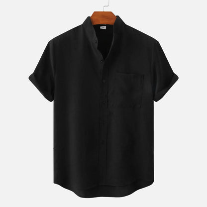 Leroy - Men's Short Sleeve Mandarin Collar Shirt