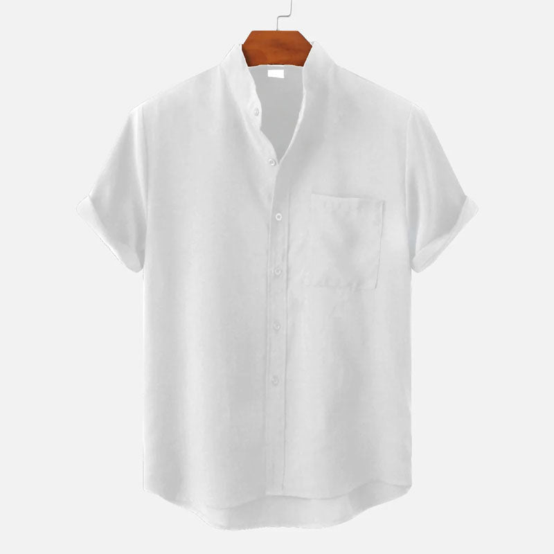 Leroy - Men's Short Sleeve Mandarin Collar Shirt