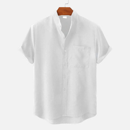 Leroy - Men's Short Sleeve Mandarin Collar Shirt