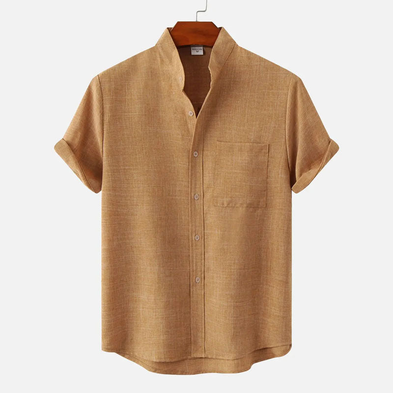 Leroy - Men's Short Sleeve Mandarin Collar Shirt