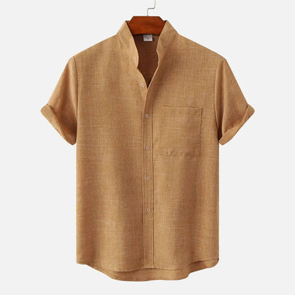 Leroy - Men's Short Sleeve Mandarin Collar Shirt