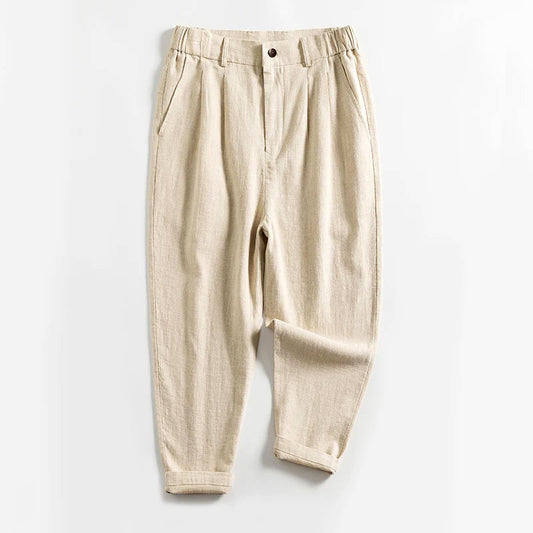 Lorenzo Vitali Calf-Length Pleated Linen Pants