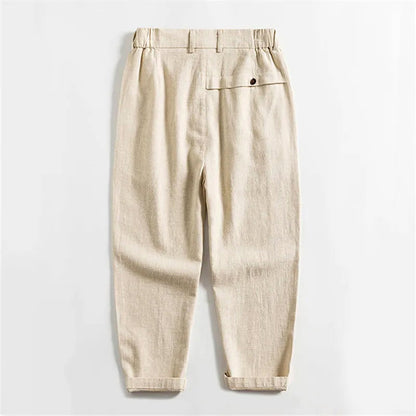 Lorenzo Vitali Calf-Length Pleated Linen Pants