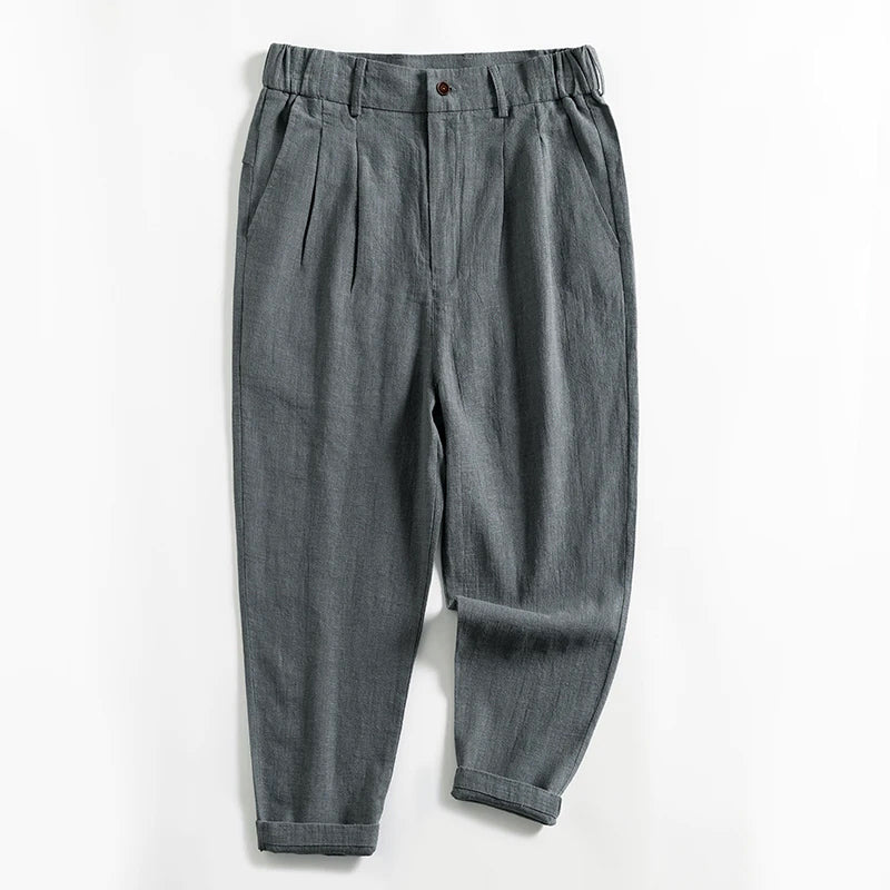 Lorenzo Vitali Calf-Length Pleated Linen Pants