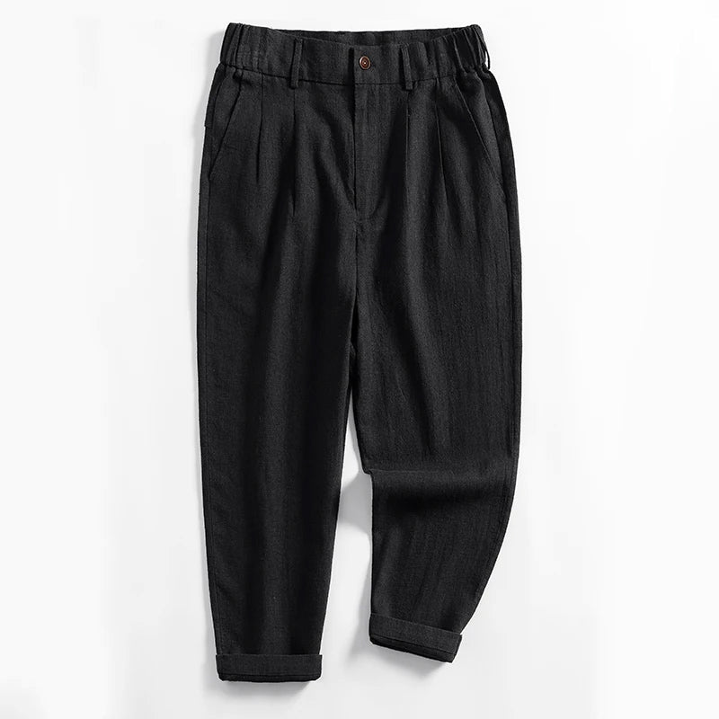 Lorenzo Vitali Calf-Length Pleated Linen Pants