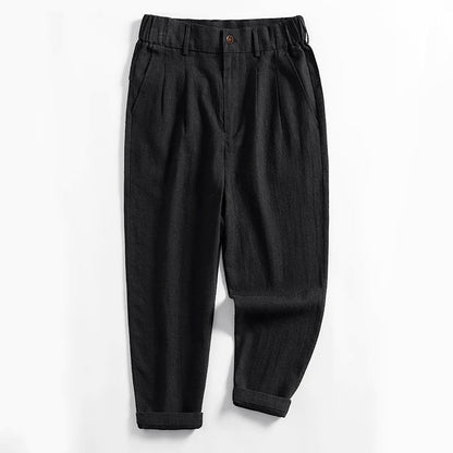 Lorenzo Vitali Calf-Length Pleated Linen Pants