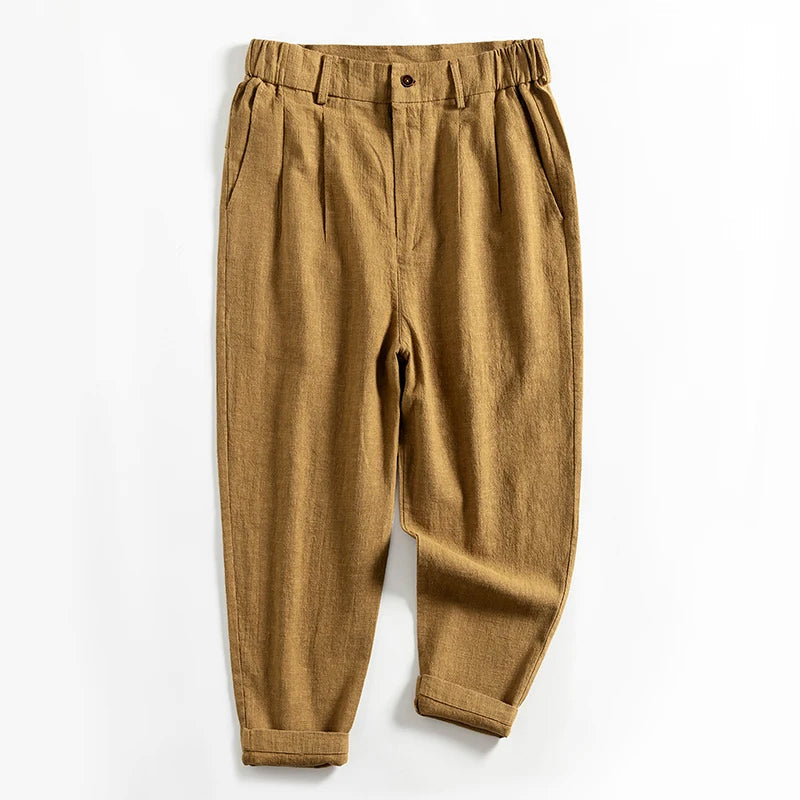 Lorenzo Vitali Calf-Length Pleated Linen Pants