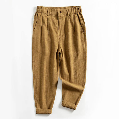 Lorenzo Vitali Calf-Length Pleated Linen Pants