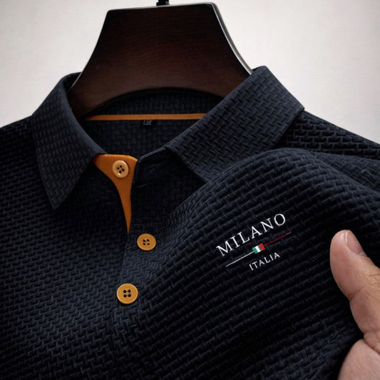 Lorenzo Vitali Textured Polo Shirt with Button Placket