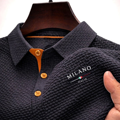Lorenzo Vitali Textured Polo Shirt with Button Placket