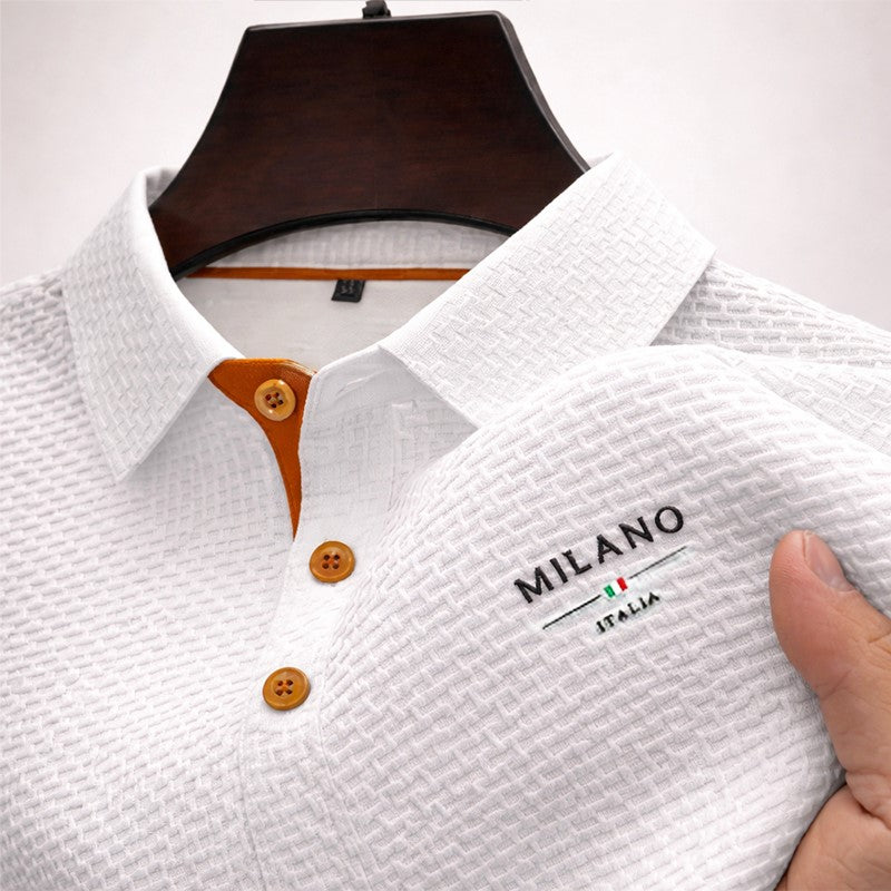 Lorenzo Vitali Textured Polo Shirt with Button Placket