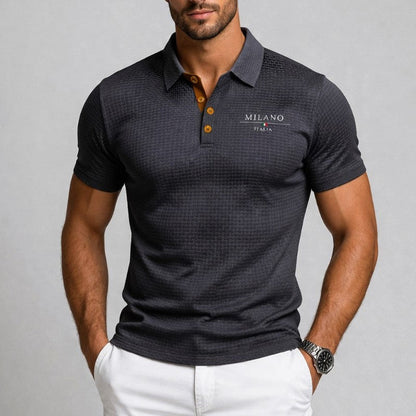 Lorenzo Vitali Textured Polo Shirt with Button Placket