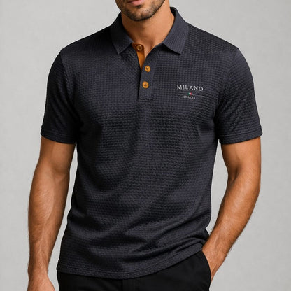 Lorenzo Vitali Textured Polo Shirt with Button Placket