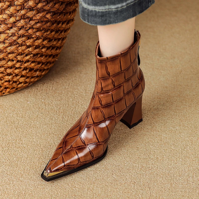 Marcella Croc Genuine Leather Boots