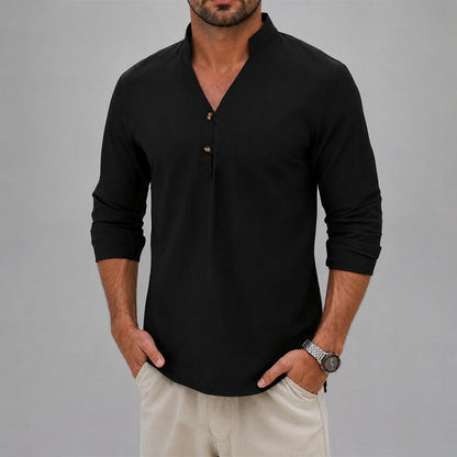 Marcus - Men's Mandarin Collar Button Shirt