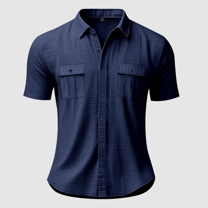 Marcus - Men's Linen Short Sleeve Dual Pocket Shirt