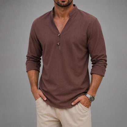 Marcus - Men's Mandarin Collar Button Shirt