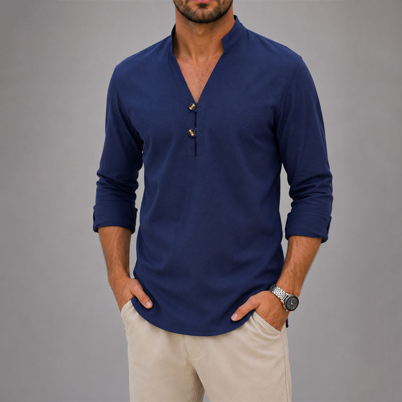 Marcus - Men's Mandarin Collar Button Shirt