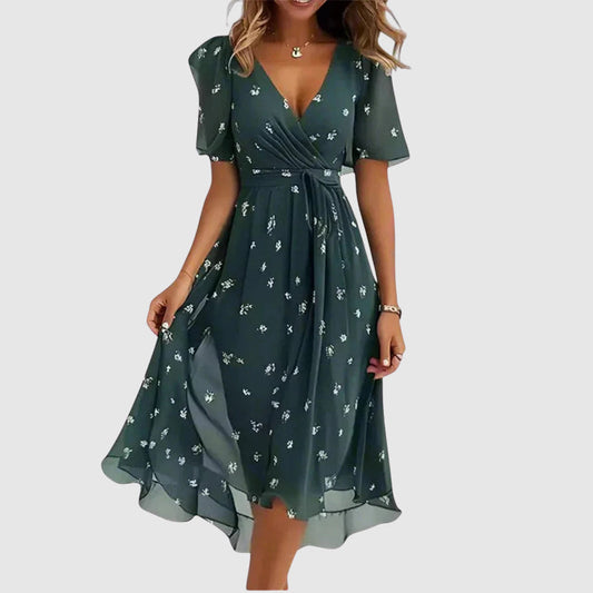 Martha - Women’s Floral V-Neck Midi Dress