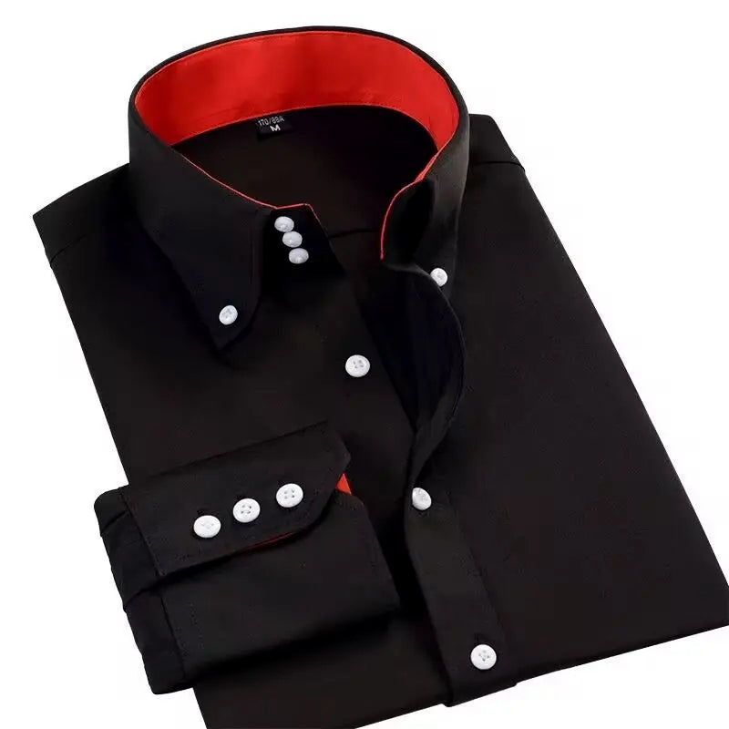 Men’s Button-Up Dress Shirt with Contrast Buttons