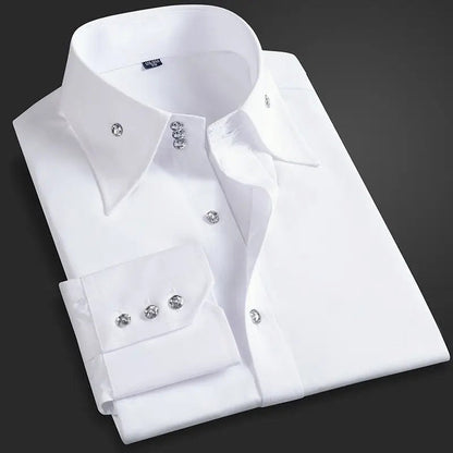 Men’s Button-Up Dress Shirt with Contrast Buttons