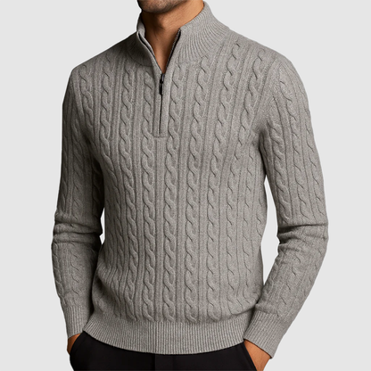 Men’s Cable Knit Quarter-Zip Sweater