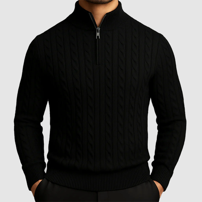 Men’s Cable Knit Quarter-Zip Sweater