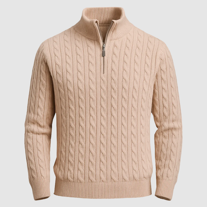 Men’s Cable Knit Quarter-Zip Sweater