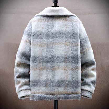Men’s Checkered Wool-Look Jacket with Fleece Lining
