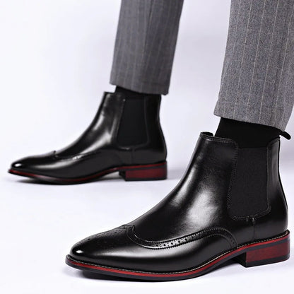 Men’s Chelsea Ankle Boots with Brogue Detailing