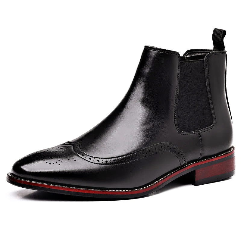 Men’s Chelsea Ankle Boots with Brogue Detailing