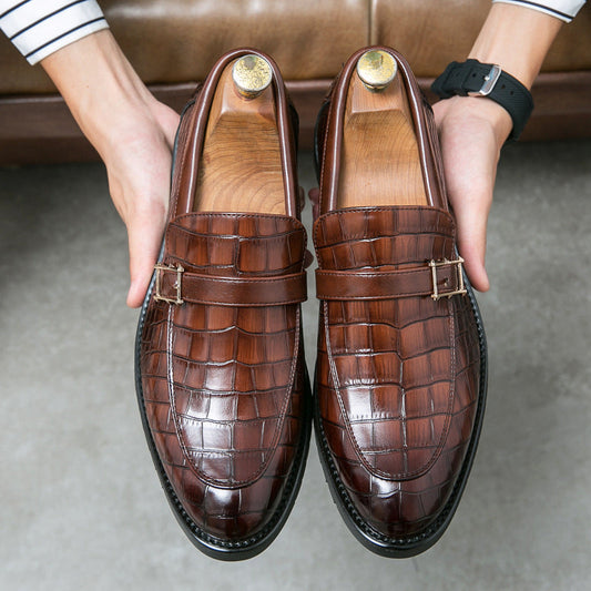 Men’s Classic Slip-On Loafers with Croc Pattern